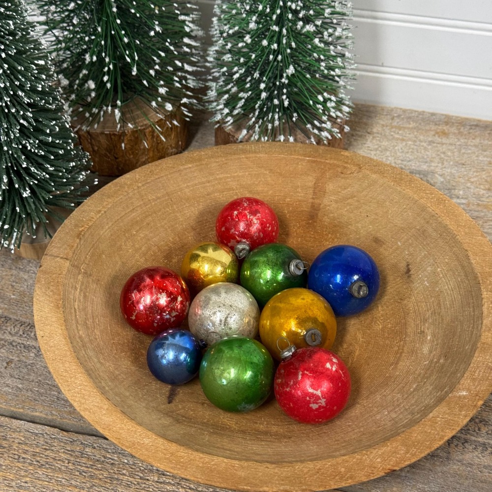 Set of 10 Vintage mini Christmas tree ornaments